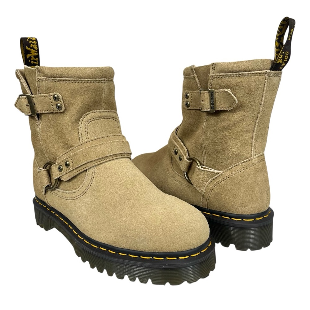 Dr. Martens Women’s US 10 / Men’s‎ US 9 Tan Anistone Harness Suede Biker Boots